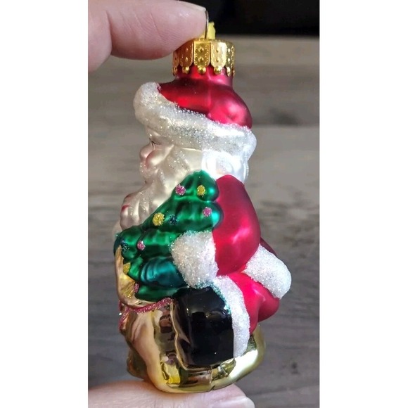 Designers Studio Glass Santa Claus Ornament Christmas Hand Painted - Picture 5 of 8